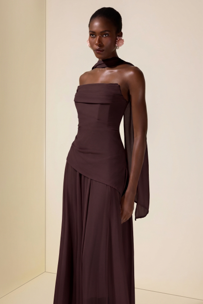Solid Off-Shoulder Tie-Up Midi Dress