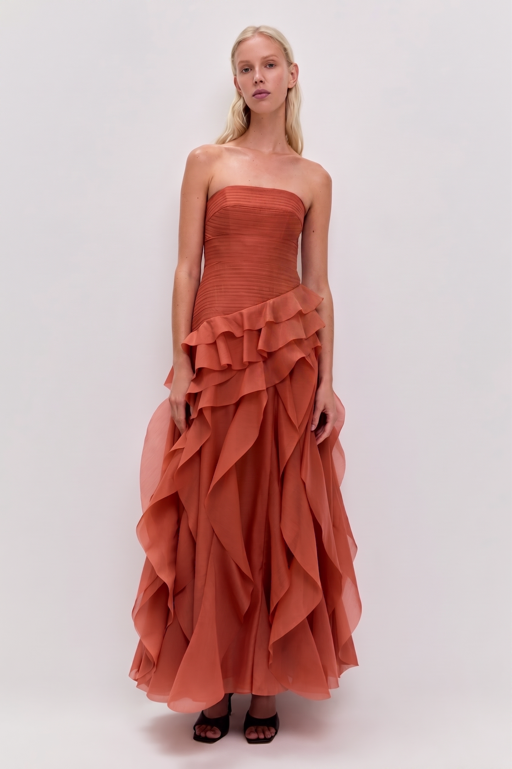 Off Shoulder Ruffle Midi Dress