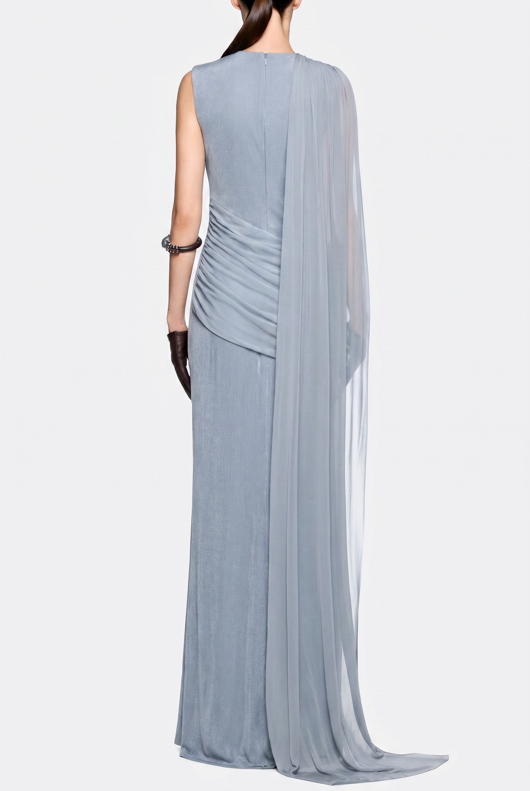 Sleeveless Cape Draped Maxi Dress