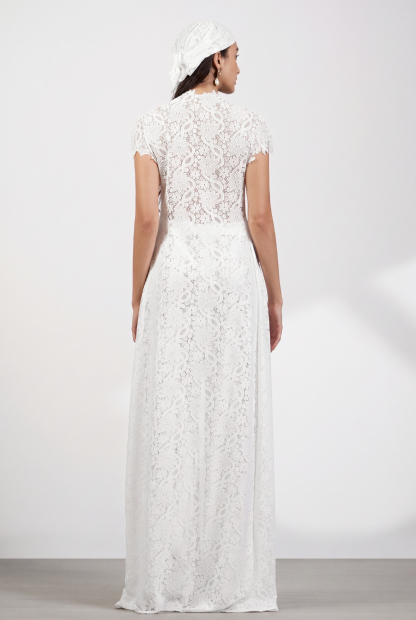 Lace Slit Top & Mid Waist Pants Set