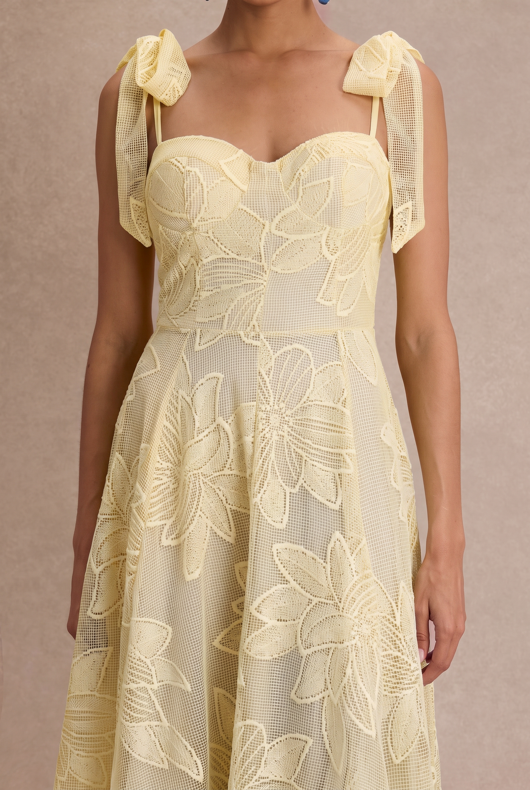 Embroidered Sweetheart Neck Slip Midi Dress
