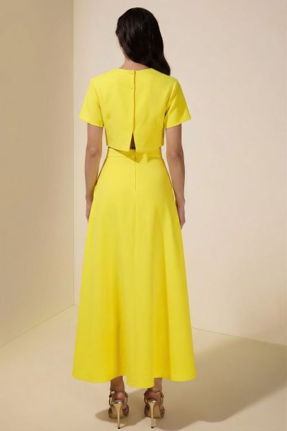 Appliquéd Round Neck Top & Maxi Skirt Set