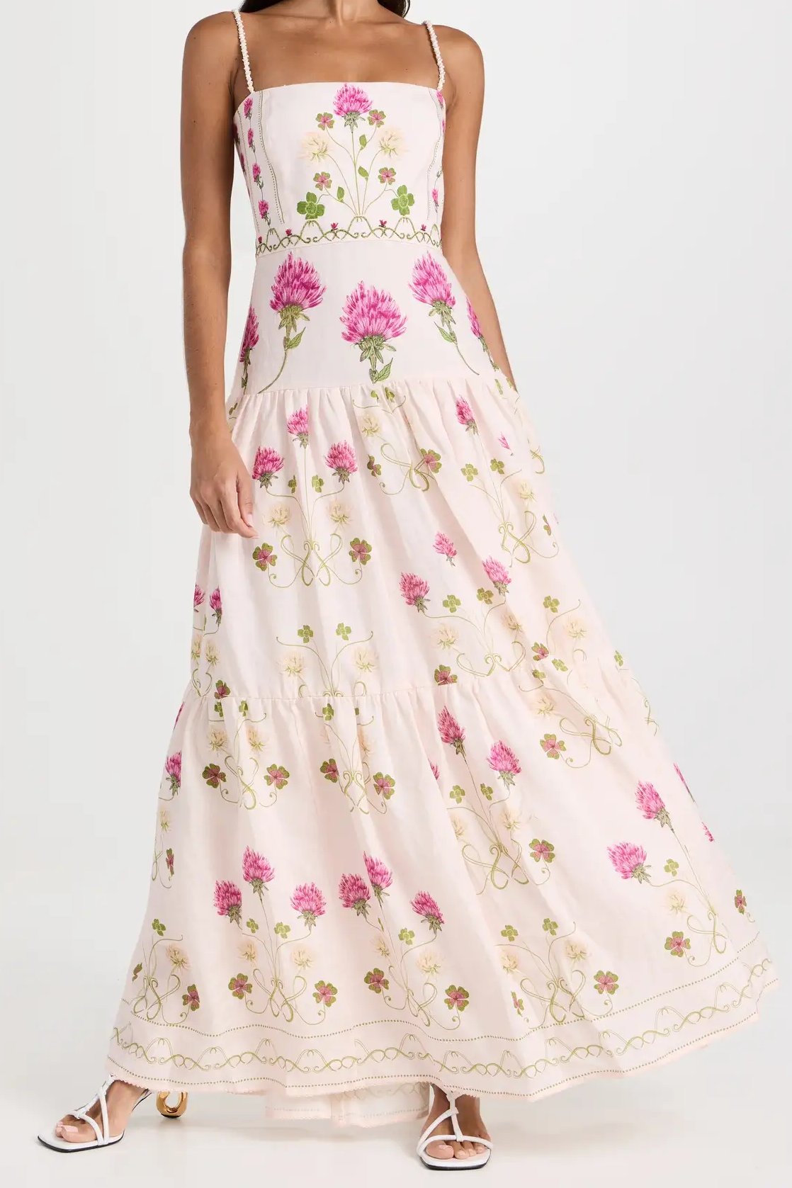 Floral Cami Tapered Waist Midi Dress