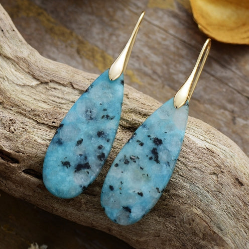 Bohemian natural stone drop pendant earrings-VSWOO