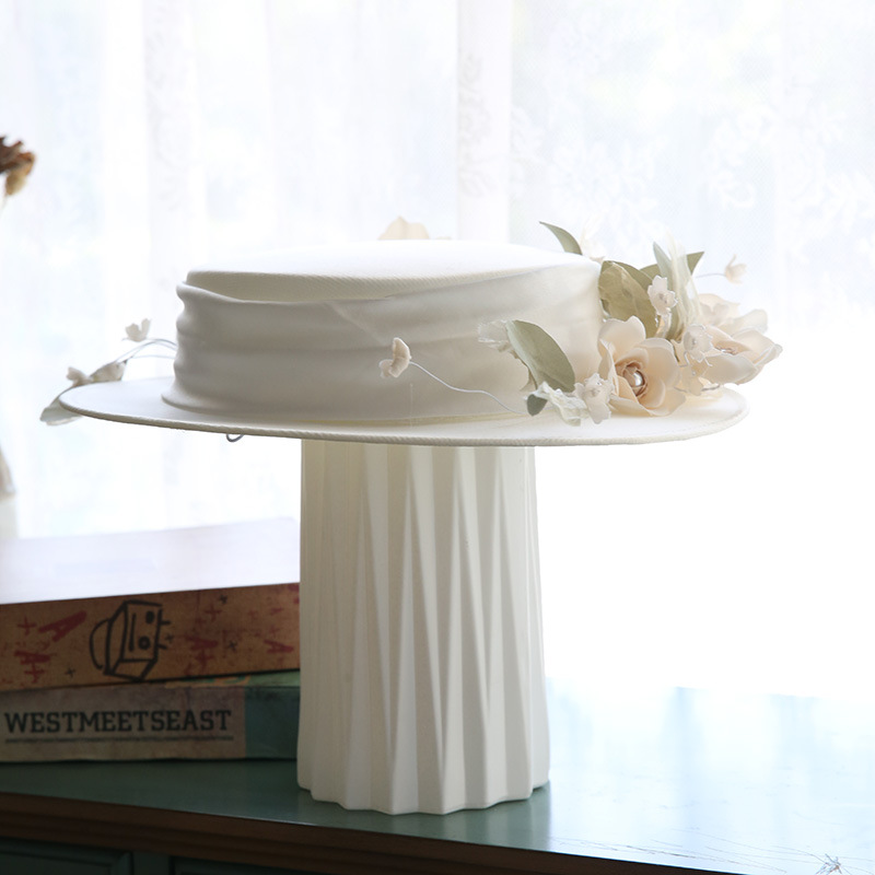 French Retro White Flower Top Hat