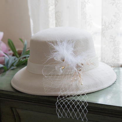 French Elegant Minimalist Black Wool Retro Style Hat