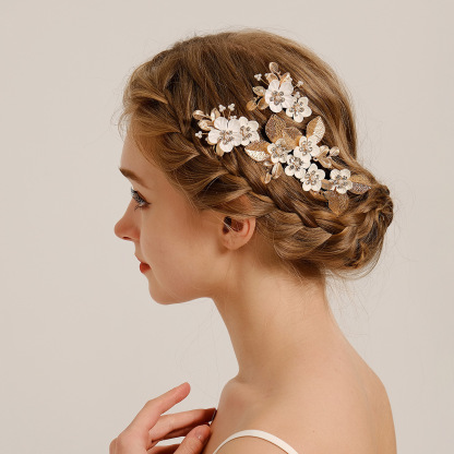 Retro Leaf And Flower Hair Comb Hairpin Set