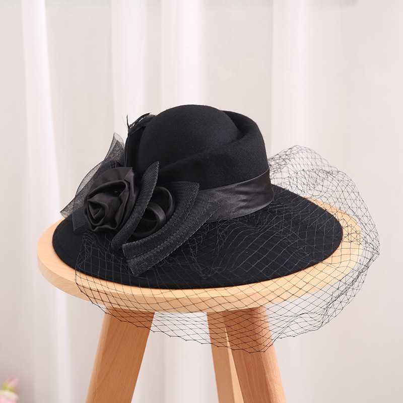 British Hepburn Large Brim Wool Felt Hat