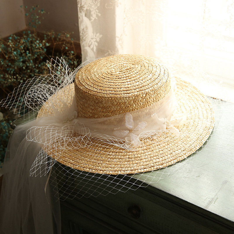 Women's Seaside Vacation Sunshade Mesh Straw Hat