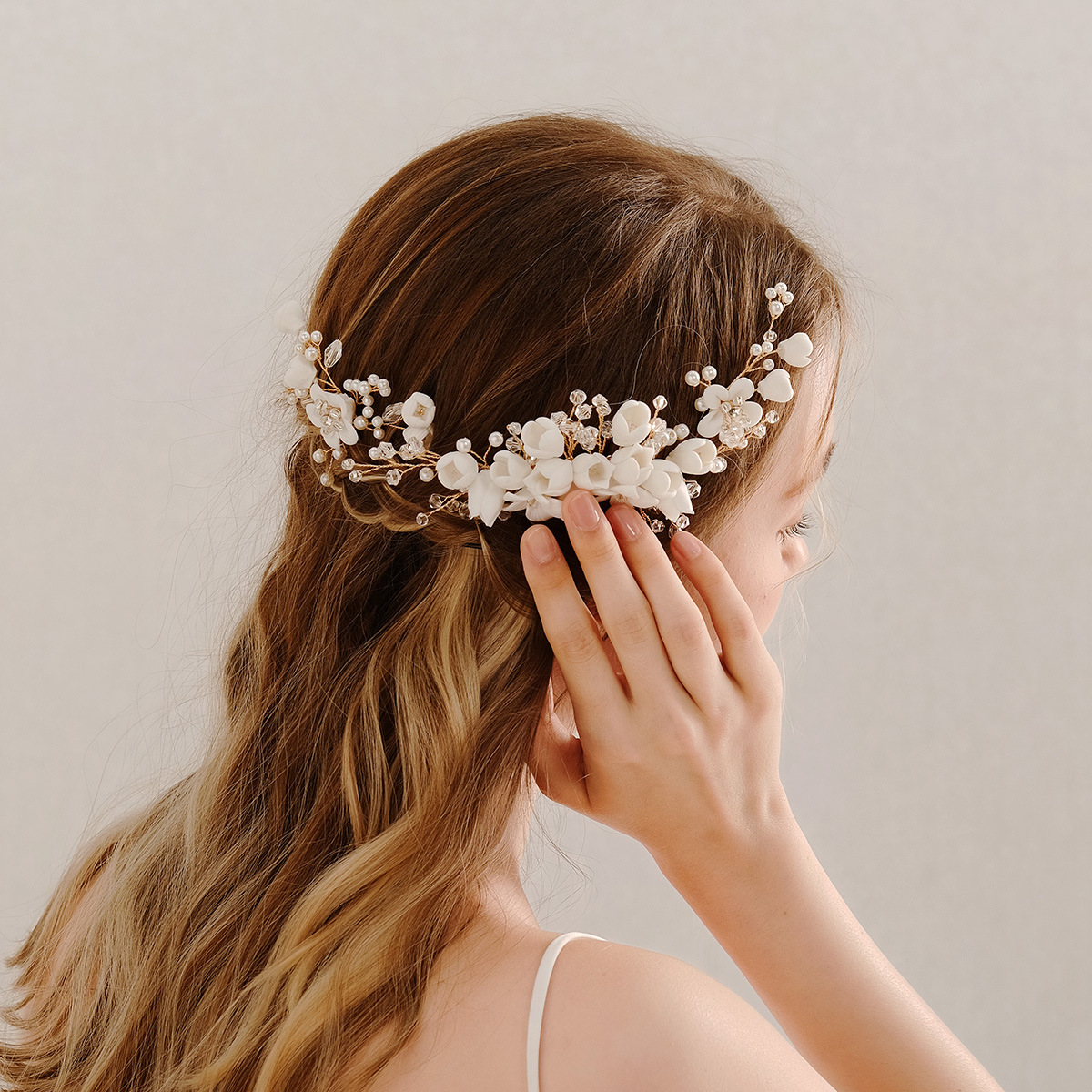Bridal Tiara Crystal Pearl Plate Hair Comb