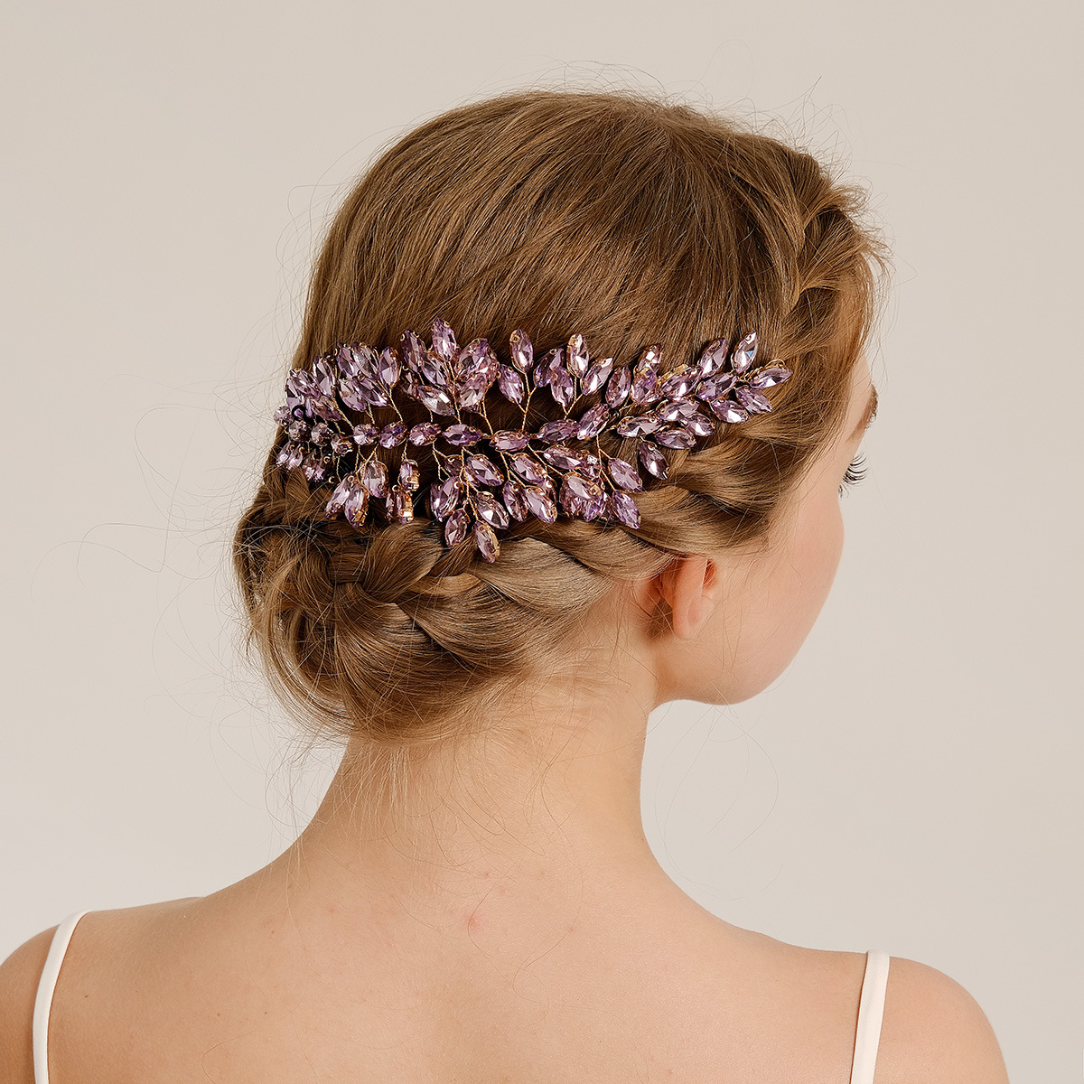 Hand-Woven Purple Rhinestone Headband