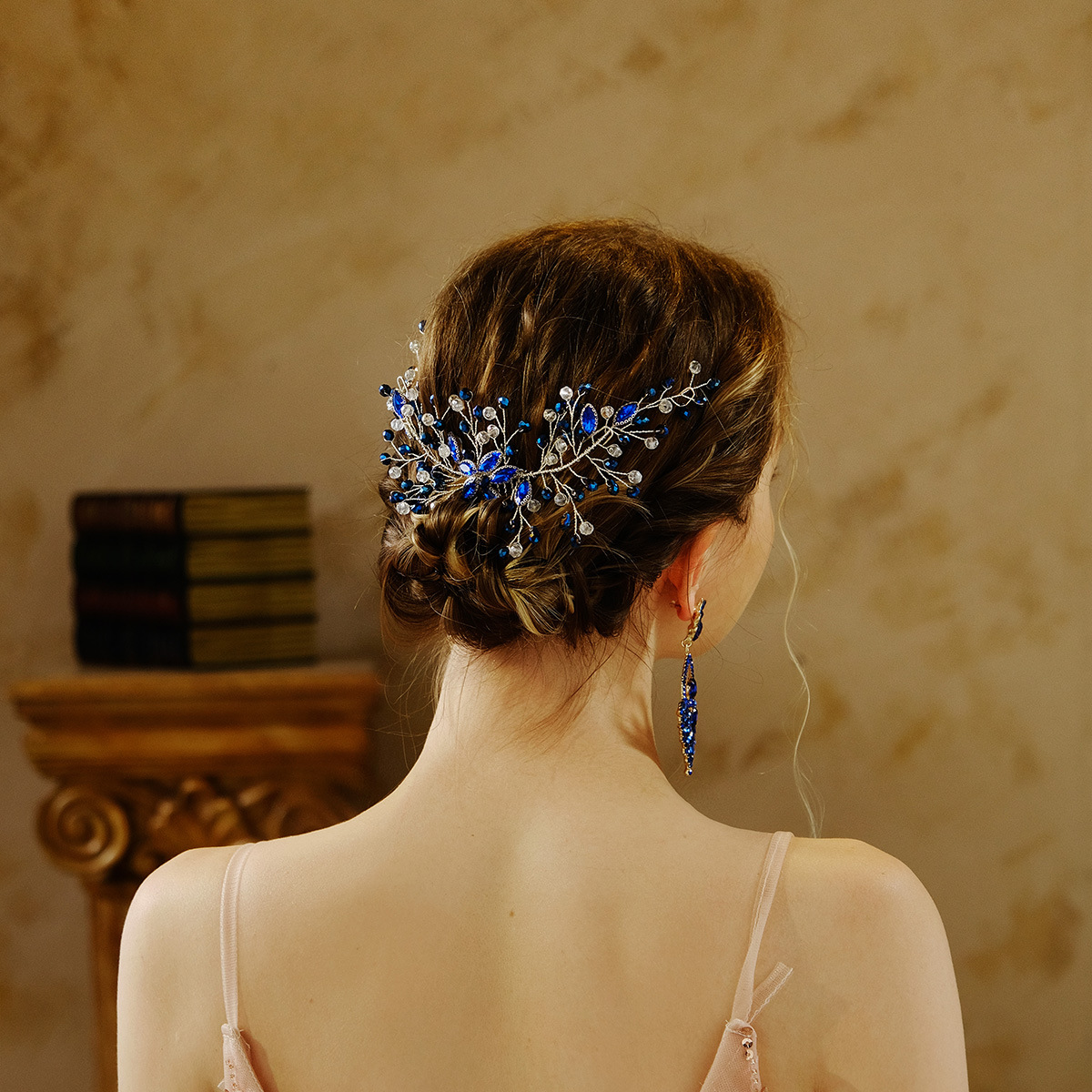 Colored Diamond Crystal Insert Hair Comb Bridal Accessories