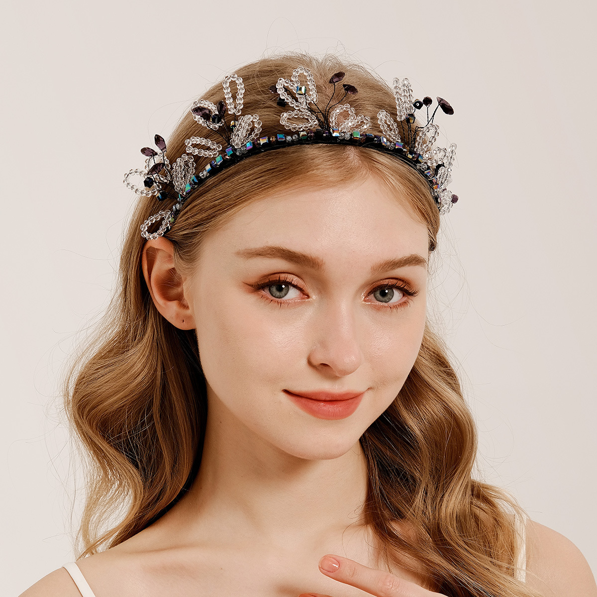 Handmade Beaded Crystal Flower Headbands For Women
