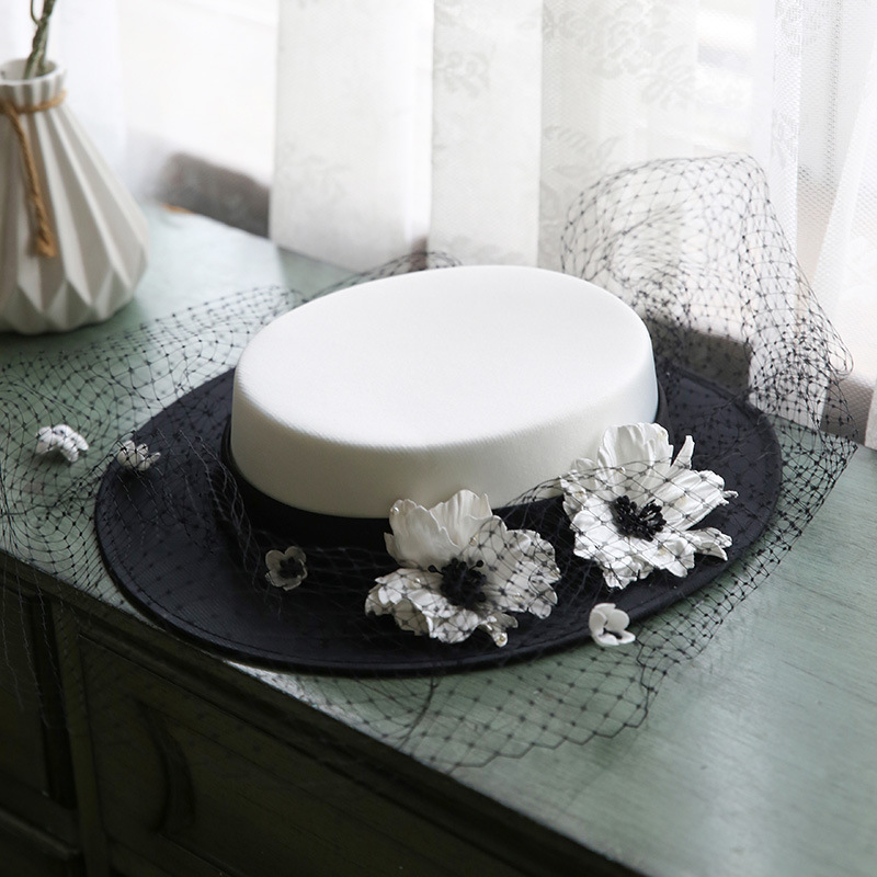 French Fairy Flower Satin Bridal Hat