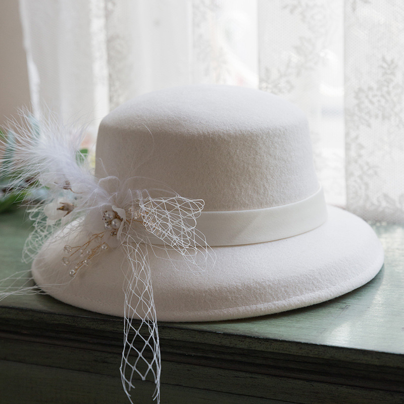 French Elegant Minimalist Black Wool Retro Style Hat