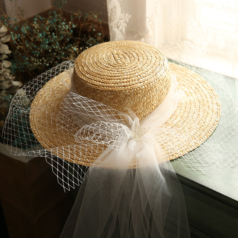 Women's Seaside Vacation Sunshade Mesh Straw Hat