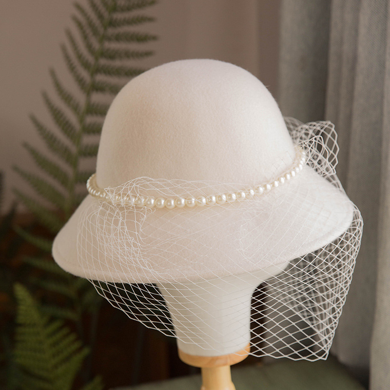 French Elegant Mesh Wedding Hat