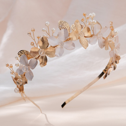 Handmade Forest Alloy Flower Leaves Bridal Headband
