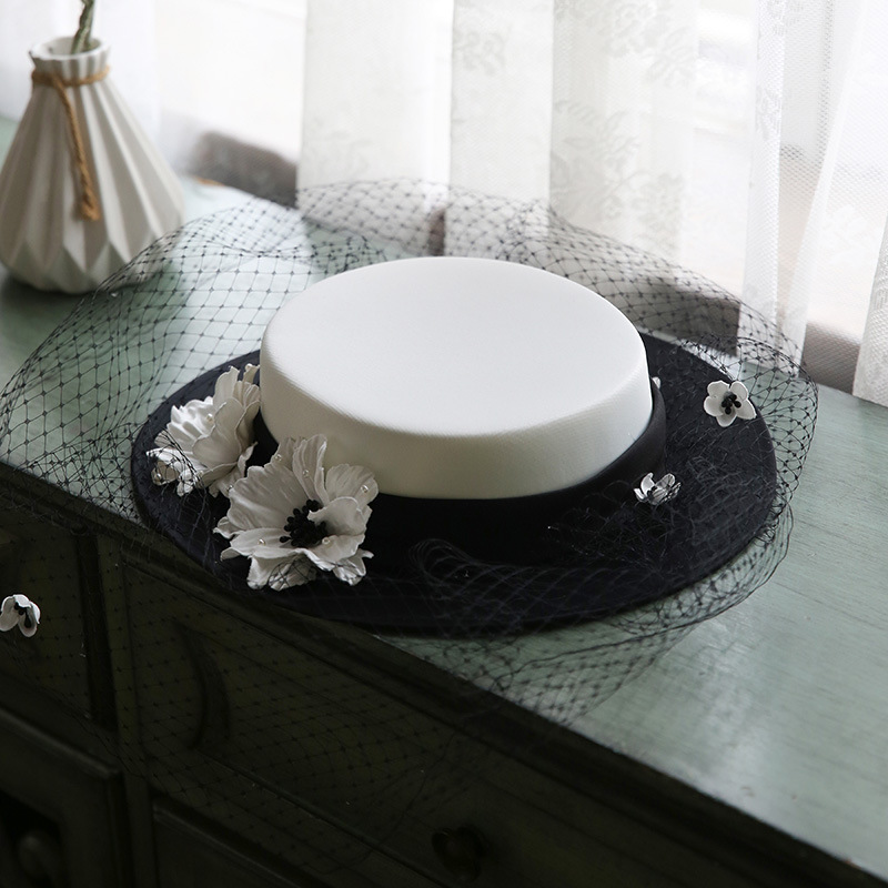 French Fairy Flower Satin Bridal Hat