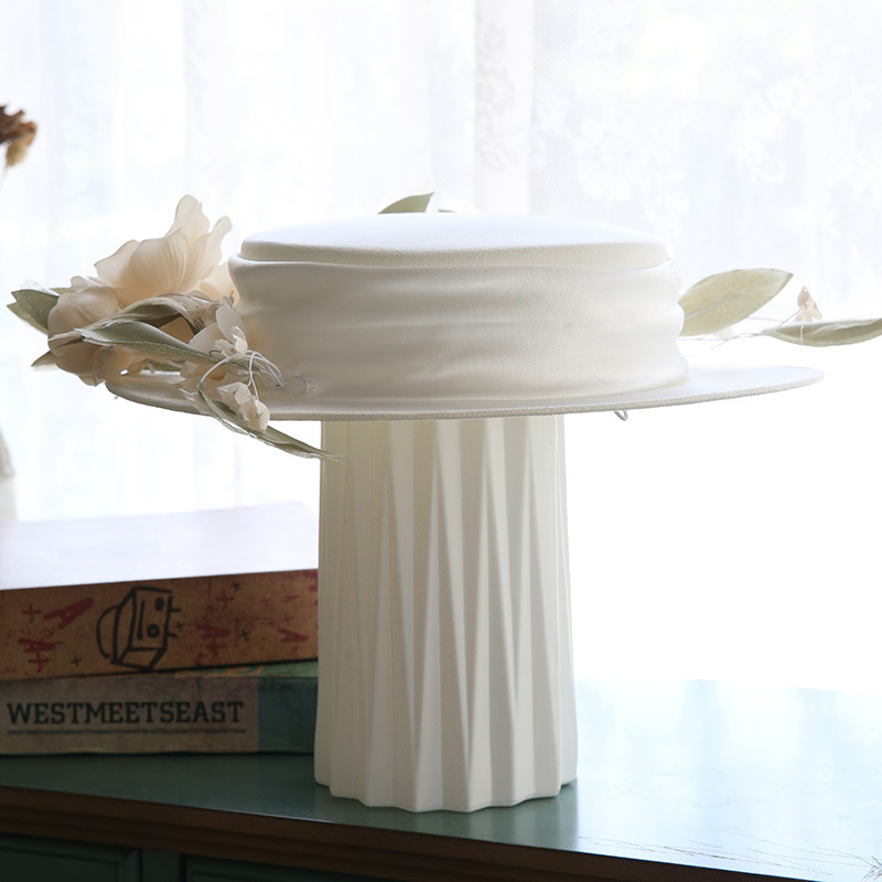 French Retro White Flower Top Hat