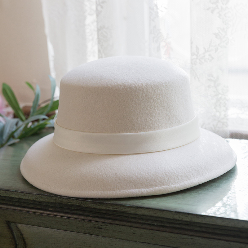 French Hepburn Style Black Woolen Basin Hat