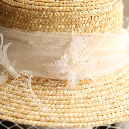Women's Seaside Vacation Sunshade Mesh Straw Hat