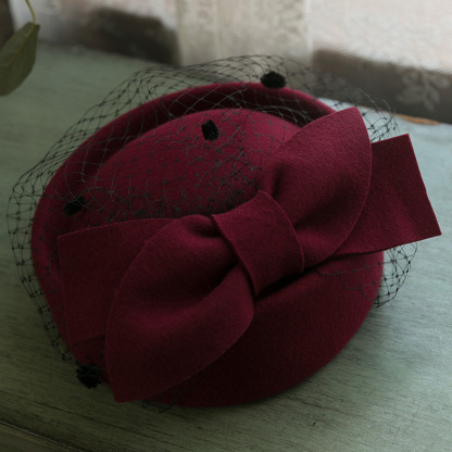 French Bow Hepburn Style Fashionable Woolen Hat