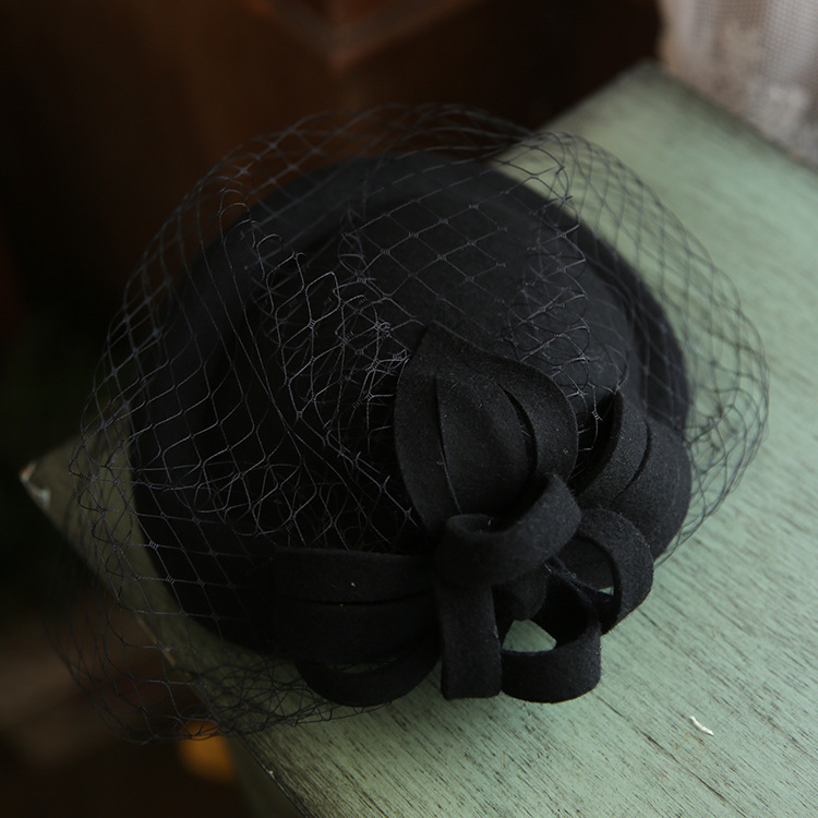 Women's Retro Fashion Mesh Wool Top Hat