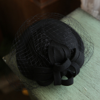 Women's Retro Fashion Mesh Wool Top Hat
