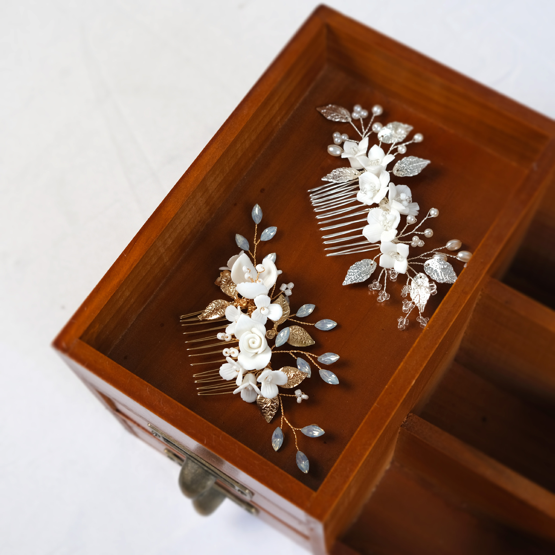 Bridal Tiara Crystal Pearl Plate Hair Comb