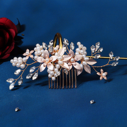 Handmade Versatile Pearl Flower Comb Dress Headdress