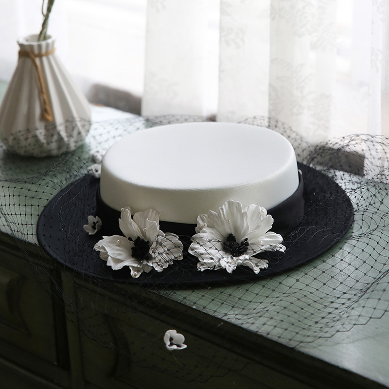 French Fairy Flower Satin Bridal Hat