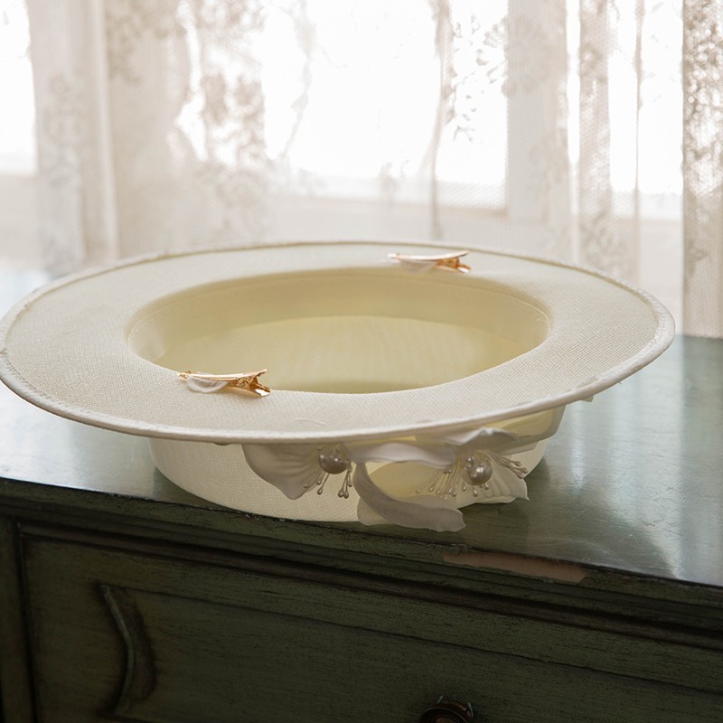 French Retro Elegant Bridal Mesh Flower Top Hat