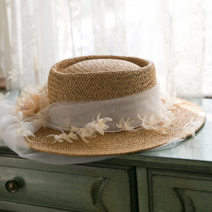 French Wedding Retro Gauze Straw Hat