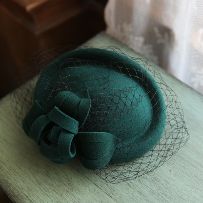 Women's Retro Fashion Mesh Wool Top Hat