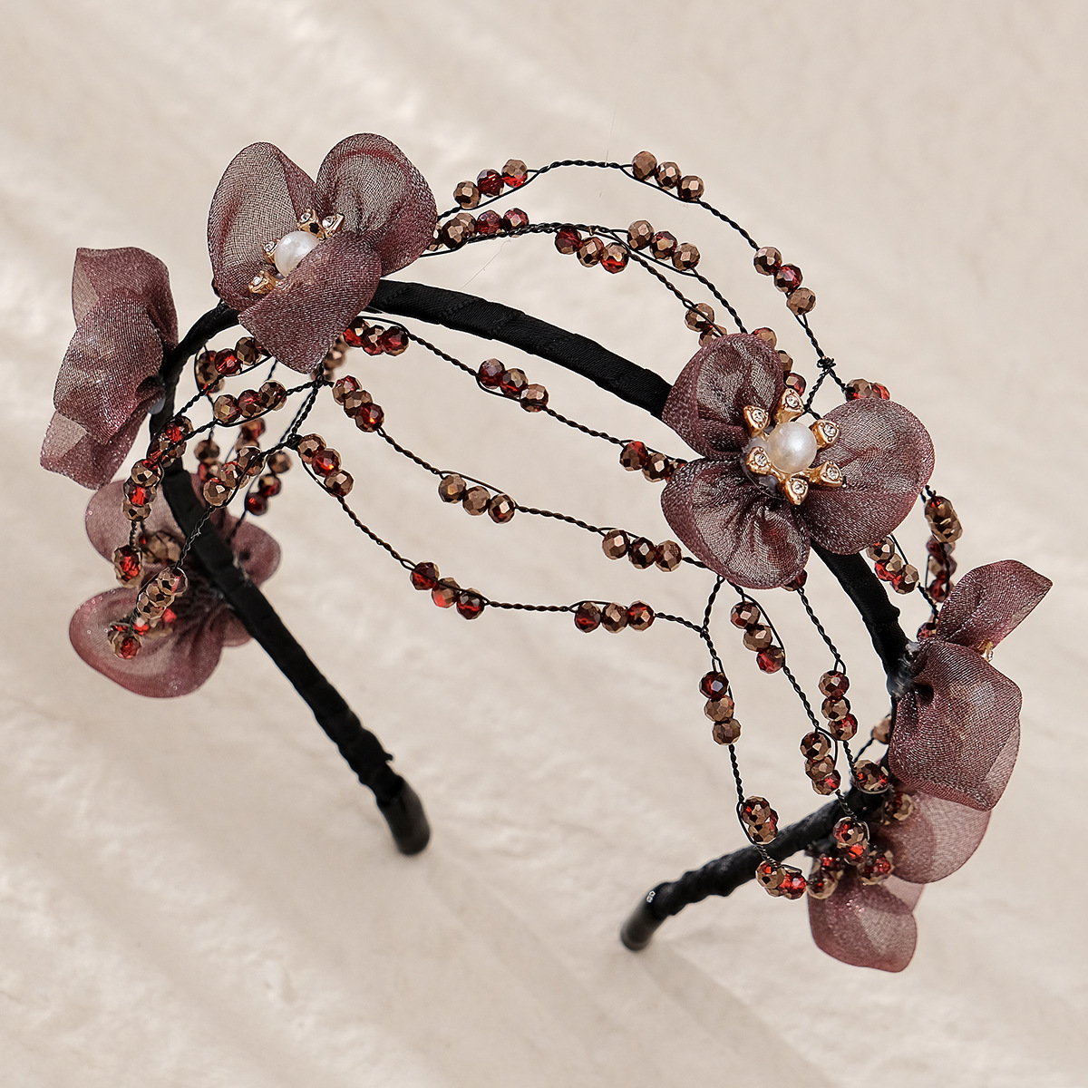Forest Style Retro Floral Pure Handmade Crystal Headband