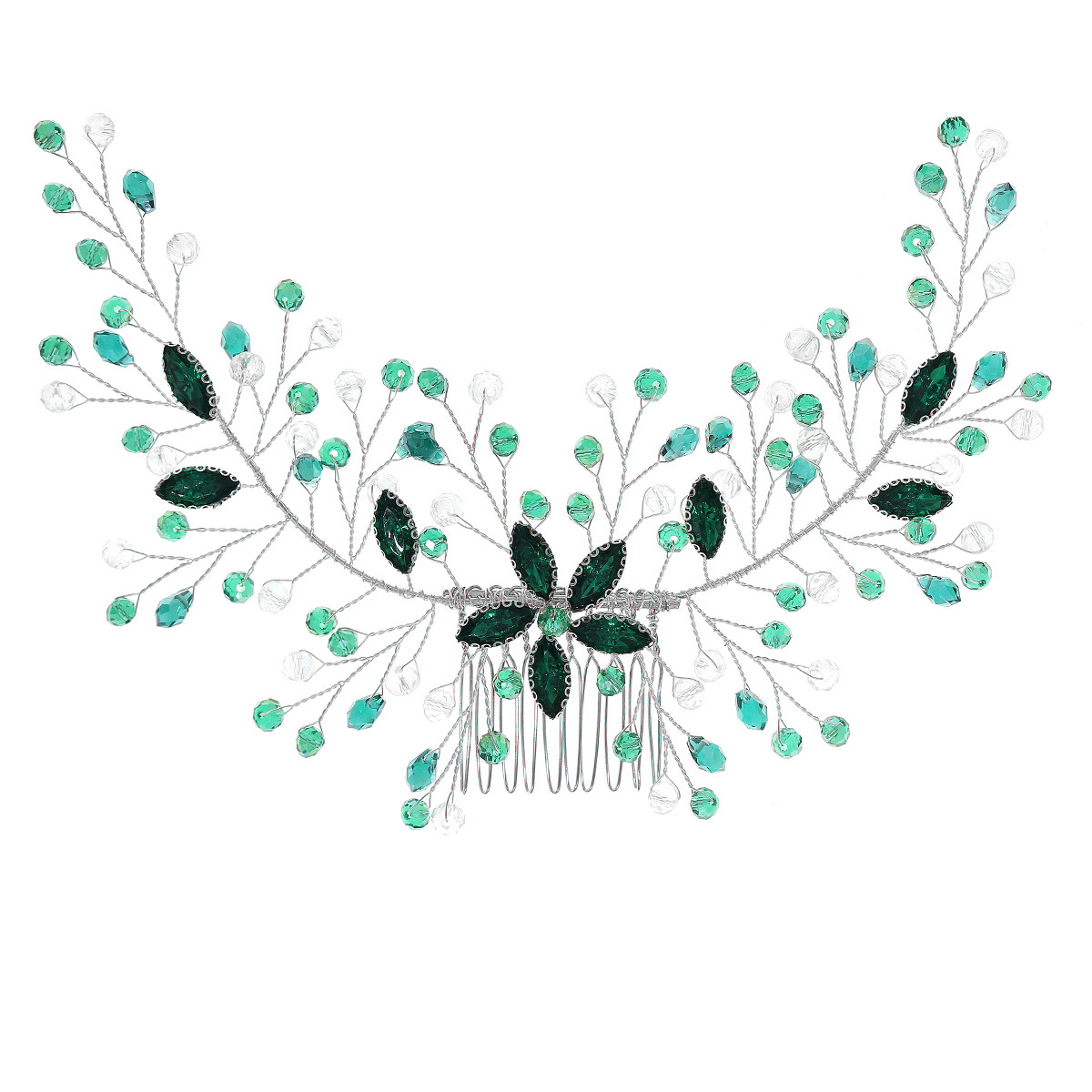 Colored Diamond Crystal Insert Hair Comb Bridal Accessories