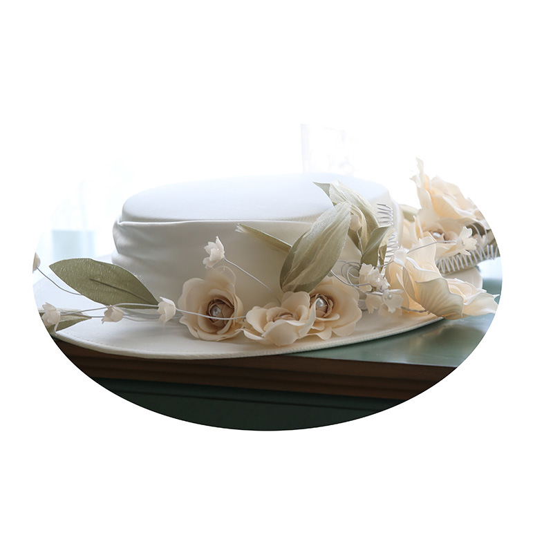 French Retro White Flower Top Hat