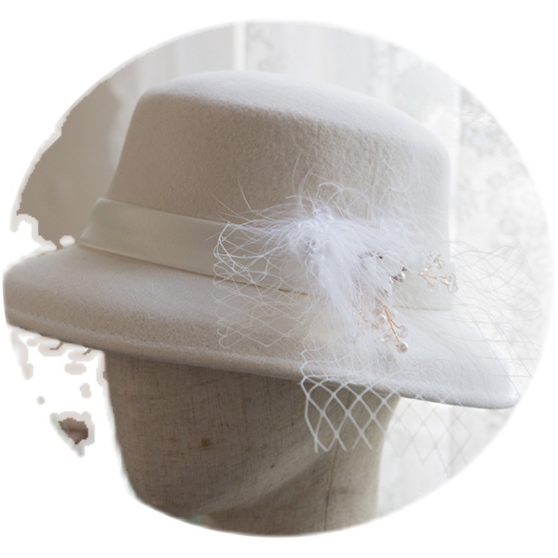 French Elegant Minimalist Black Wool Retro Style Hat