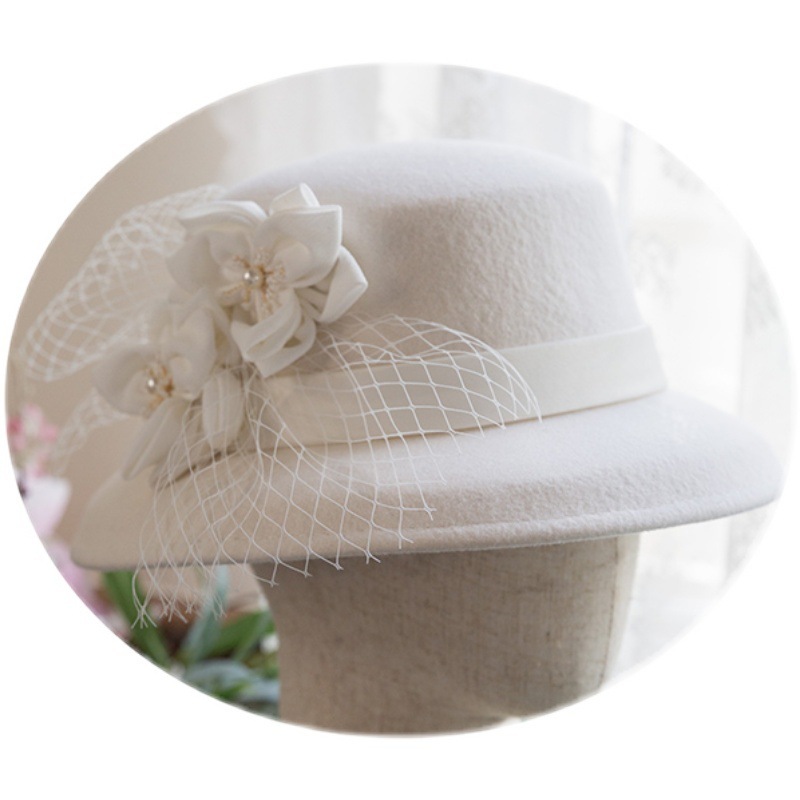 French Hepburn Style Black Woolen Basin Hat