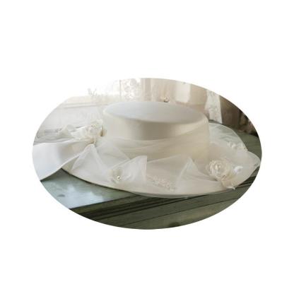 Women's White French Retro Forged Flat Top Hat