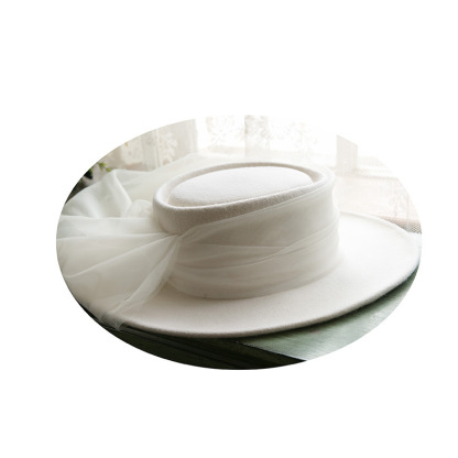 Vintage Woolen Elegant White Top Hat