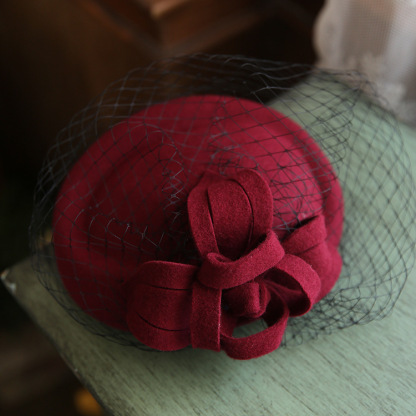 Women's Retro Fashion Mesh Wool Top Hat