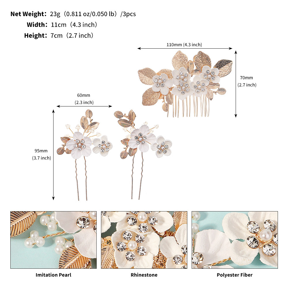 Retro Leaf And Flower Hair Comb Hairpin Set
