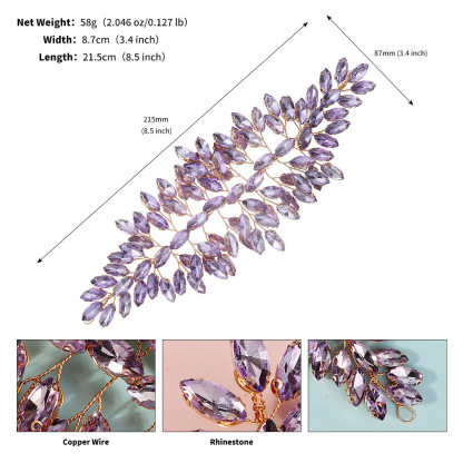 Hand-Woven Purple Rhinestone Headband