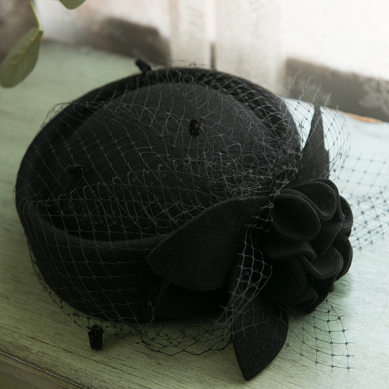 French Retro Mesh Flower Beret