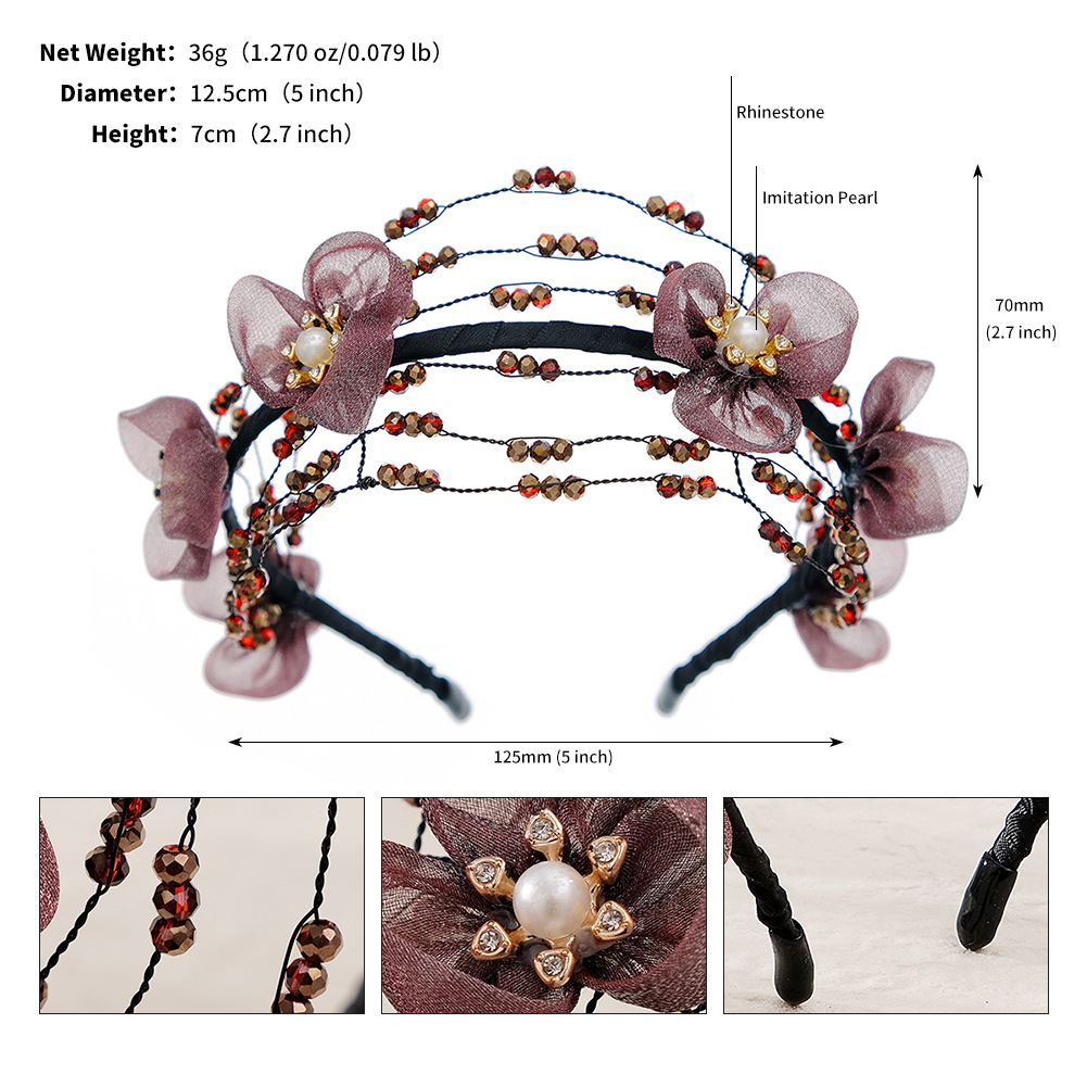 Forest Style Retro Floral Pure Handmade Crystal Headband