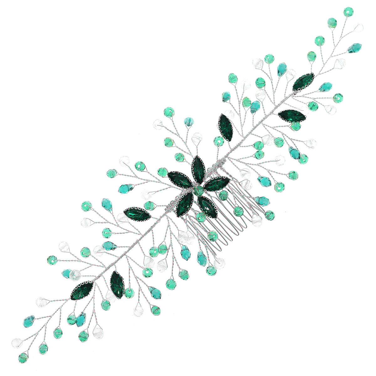 Colored Diamond Crystal Insert Hair Comb Bridal Accessories