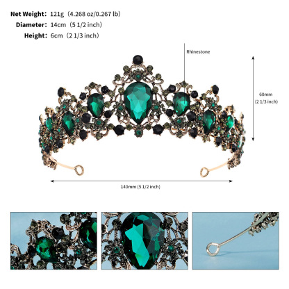 Baroque Retro Bridal Rhinestone Crown Luxurious Wedding Jewelry