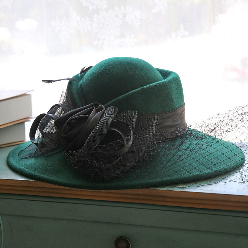 British Hepburn Large Brim Wool Felt Hat